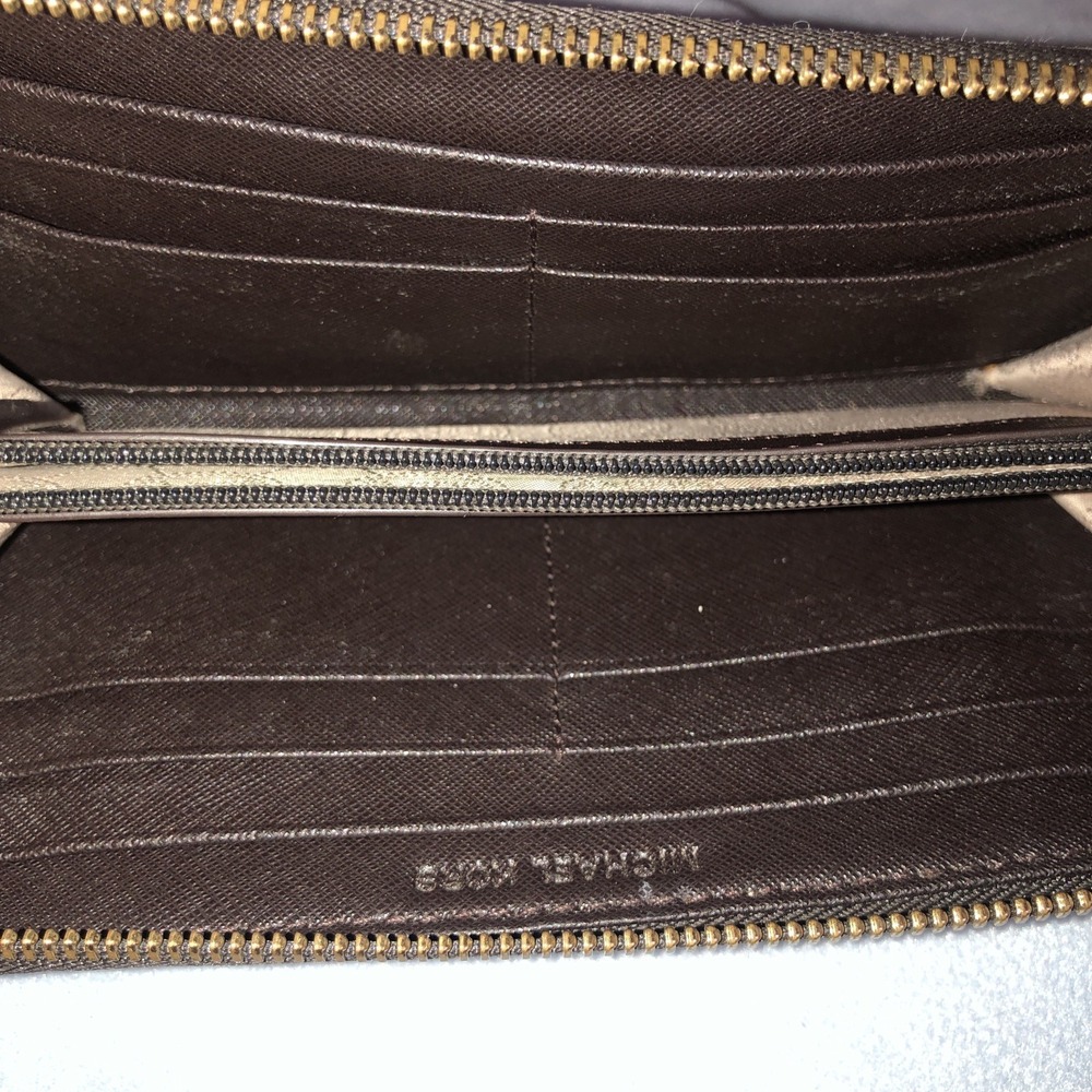 Michael Kors Brown MultiColor Calf Hair Leather Trim Camo Zip Around Wallet - Picture 5 of 7